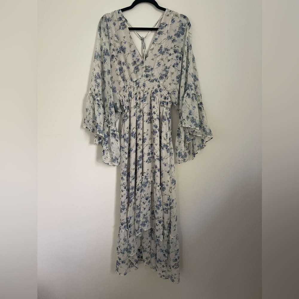 Blue and white floral dress